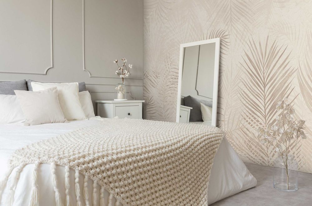 Fototapeta Liście Beż Boho Do Pokoju Na Twój Rozmiar + KLEJ