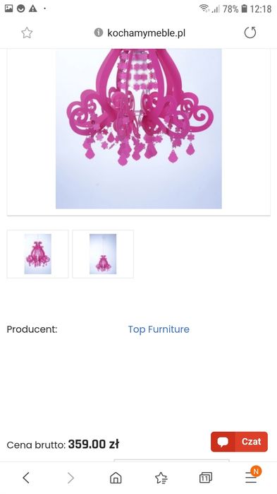 Żyrandol różowy okazja jak nowy