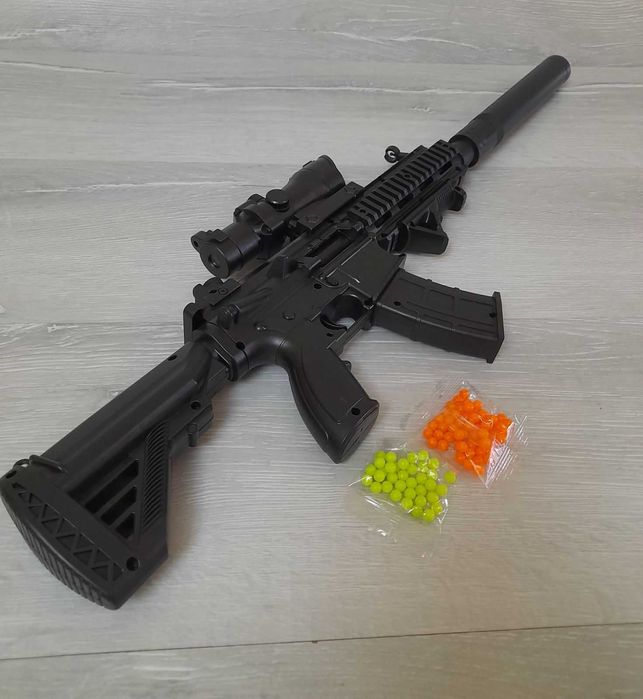 Автомат на пульках 6мм лазер БР26-1А, 65см оптика х6. детский, 4-6лет