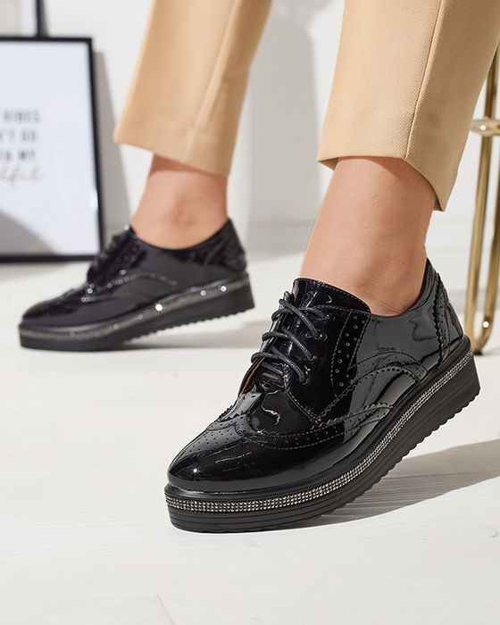 2 KOLORY 36 37 38 półbuty 39 40 lakierowane cyrkonie niski koturn lato