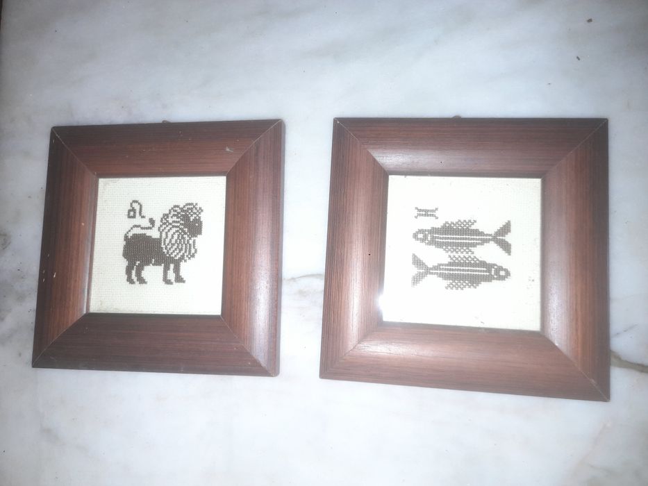 Conjunto de 2 Quadros Pequenos Ponto de Cruz