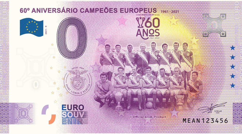 Nota de 0€ 60 ° Aniversário Campeões Europeus