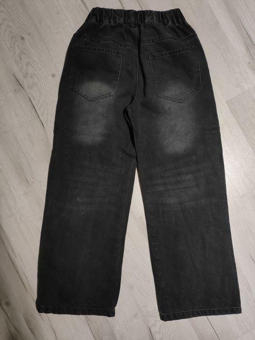 Spodnie jeansowe 11-12 lat czarne szerokie nogawki