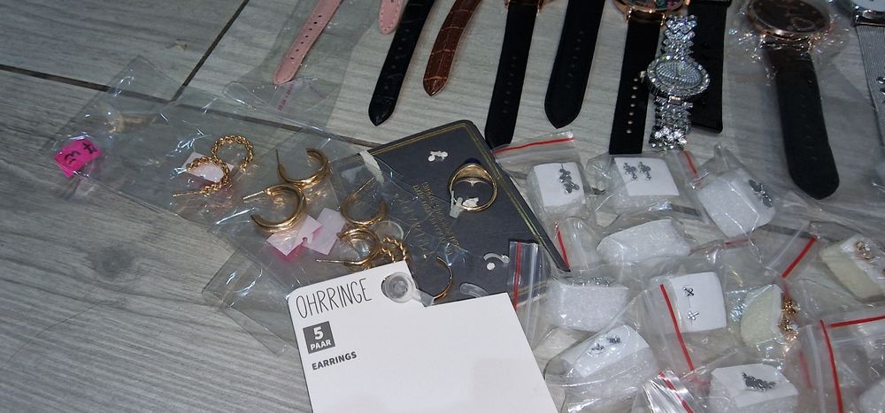 Ogromny zestaw nowej biżuterii Shein primark zegarki łańcuszki kolczyk
