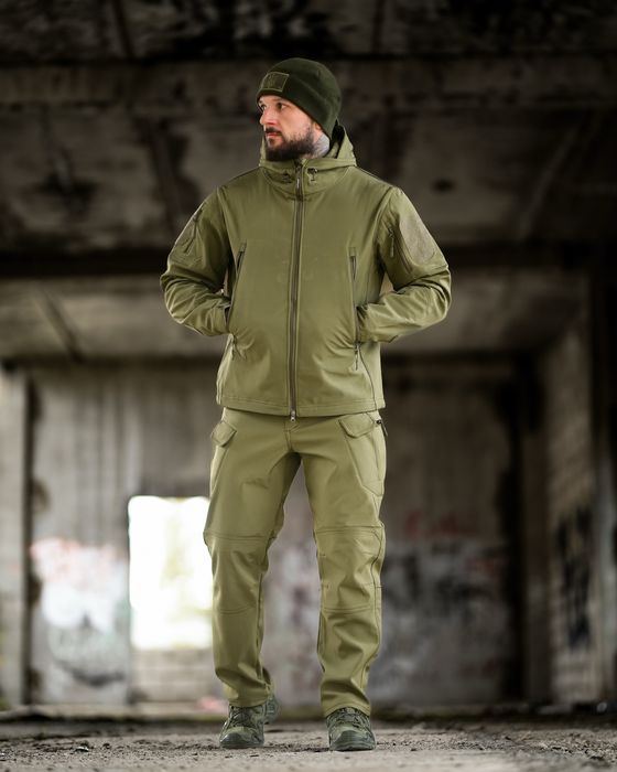 Демісезонний тактичний костюм софтшел TIGER олива Куртка штант