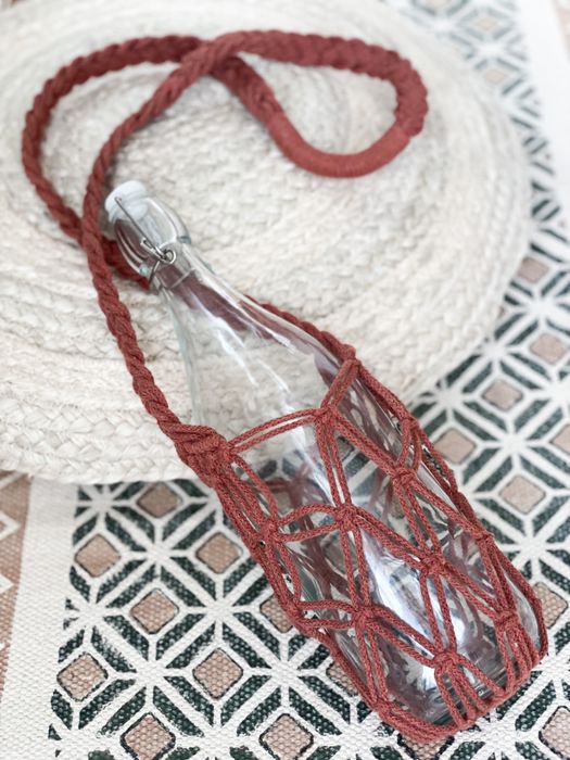 Torebka siatka na butelkę pleciona boho
