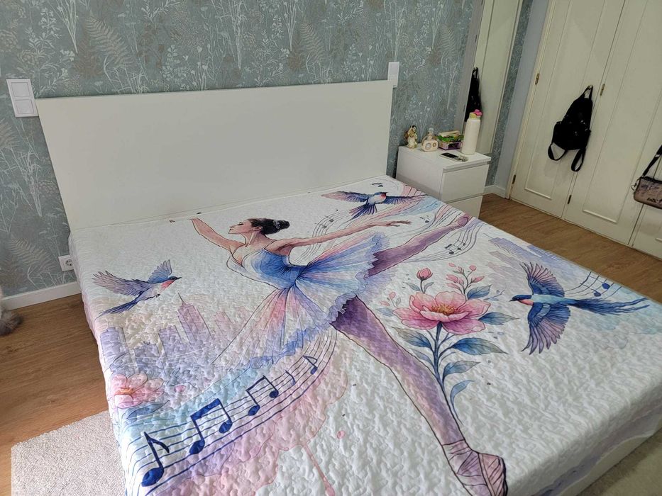 Cama branca ikea Malm 180x200