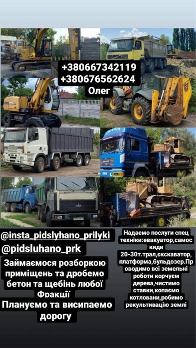 Послуги екскаватора навантажувача та повноповоротного