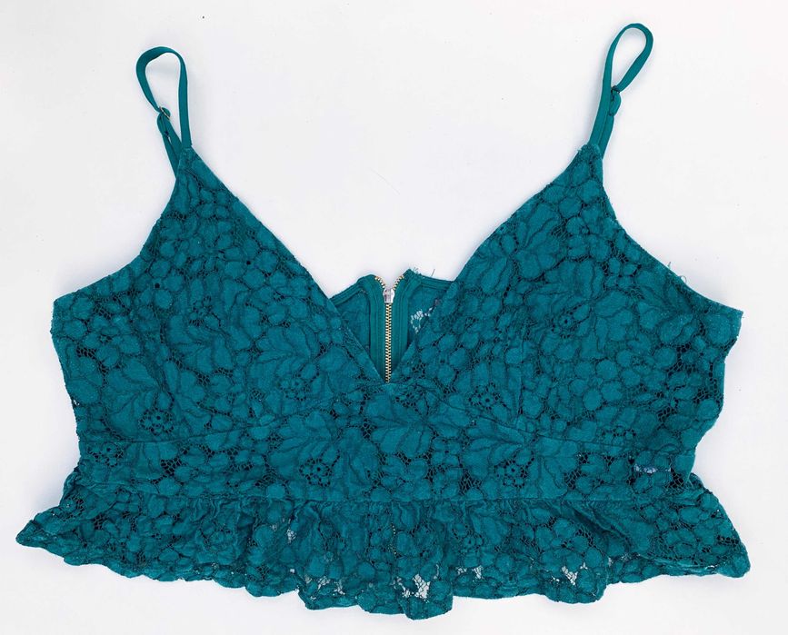 Top Bluzka Zgniła Zieleń Koronkowa Koronka 46 Primark