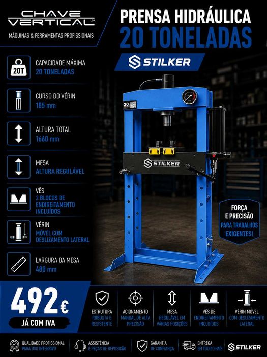 Prensa de Oficina Manual STILKER 20T Soldada 121kg LL29
