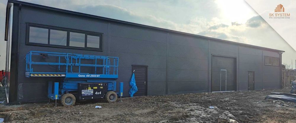 Hala 450 m2 stalowa magazyn warsztat płyta konstrukcja SK SYSTEM
