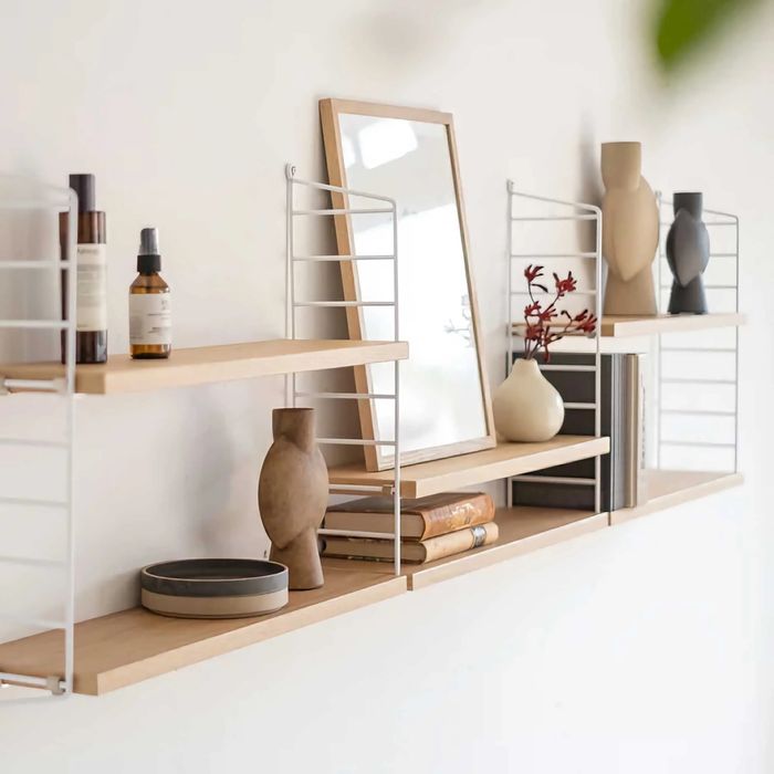 String Pocket estante - branco/carvalho