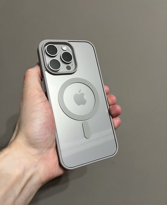 Чехол iPhone 15 Pro Max Grey MagSafe, 14 Pro Max серый, не желтеет