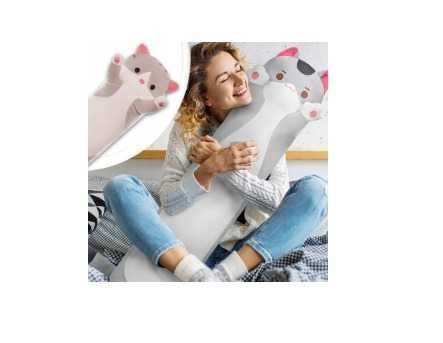 Maskotka pluszak poduszka zabawka kot parówka szara 90cm do auta