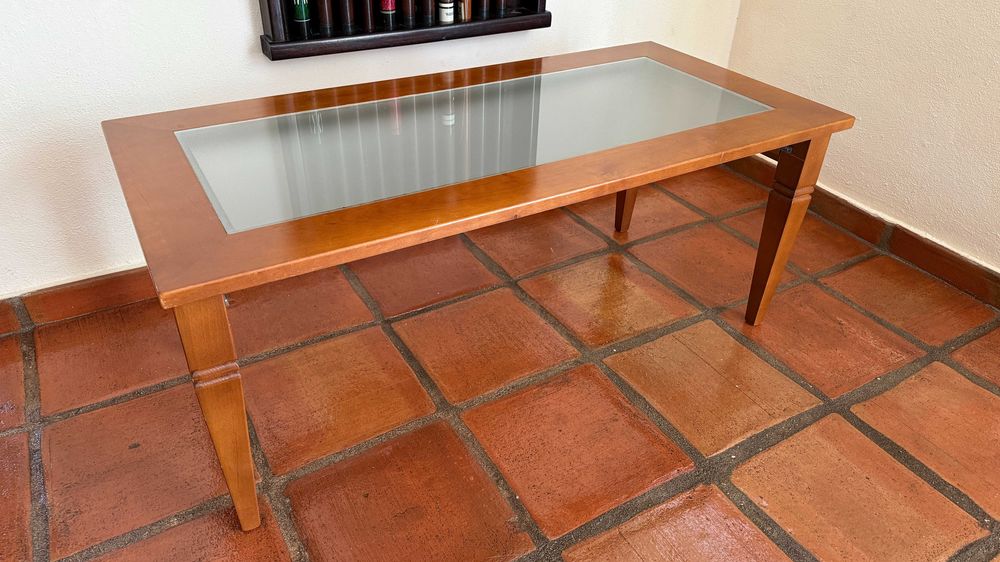 Mesa sala com tampo em vidro