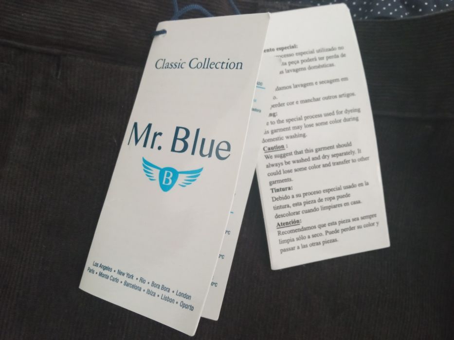 Calças de Bonbazine Homem Novas Marca M.R.Blue