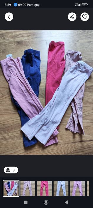 Zestaw 5 par legginsów, spodni dziecięcych, 116