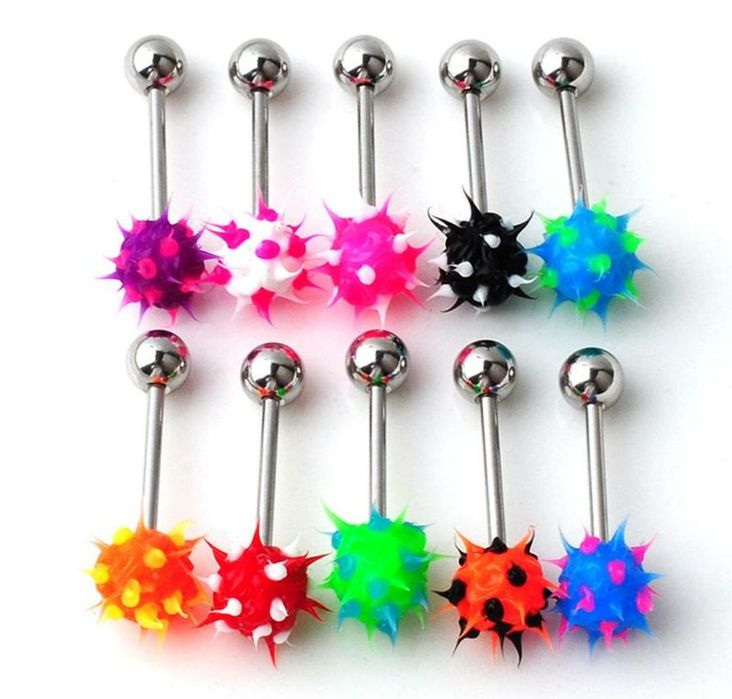 Пірсинг язика сережка штанга в язик в сосок акрил мед.сталь