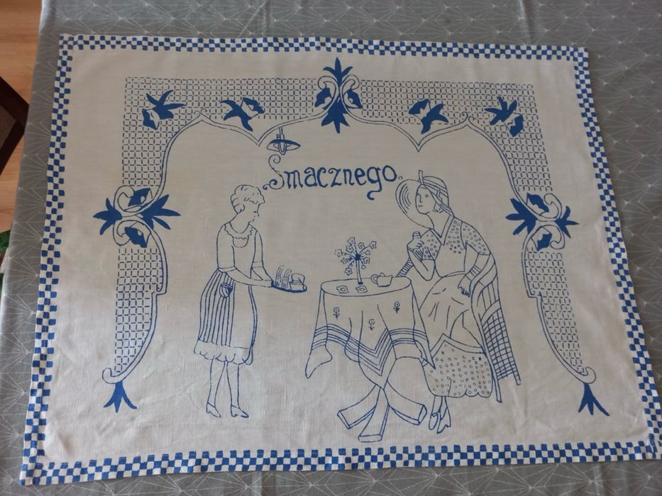Ręcznie malowana makatka z lat 60