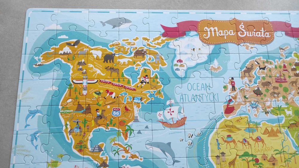 Puzzle 6+ CzuCzu Mapa świata + Clementoni Animals Zwierzęta nowe