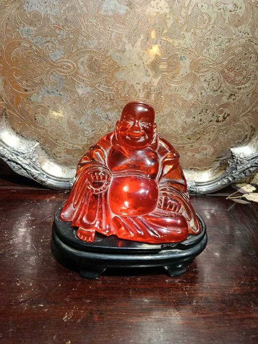 Buda Resina Ambar Antigo 14 cm