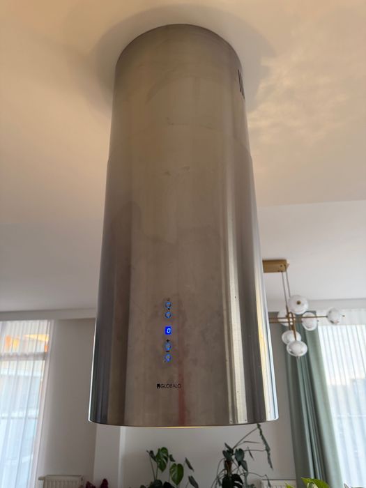 Okap wyspowy tuba srebrny Globalo 40 cm