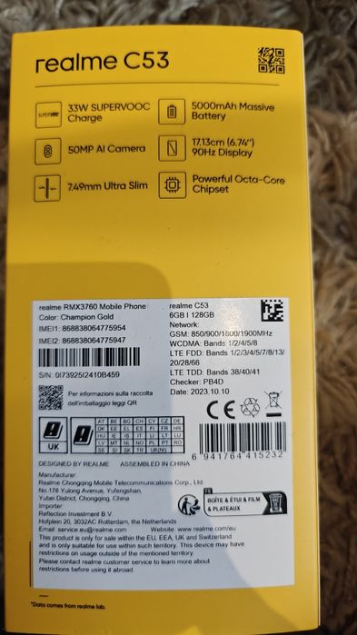 Realme c53 6/128GB + szło hybrydowe