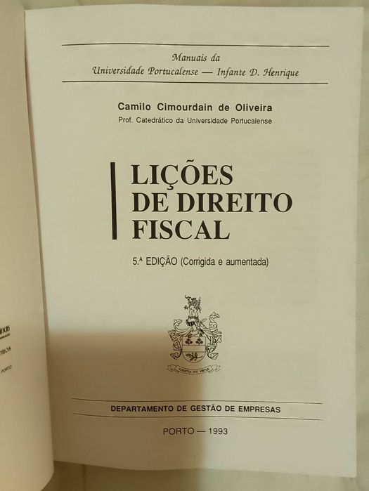 Lições de Direito Fiscal, Camilo Cimourdain de Oliveira