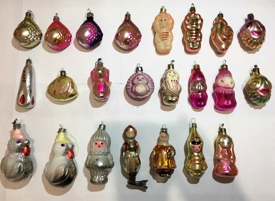 Коллекция елочных игрушек СССР 50-60-х гд. Состояние ЛЮКС. Без сколов.