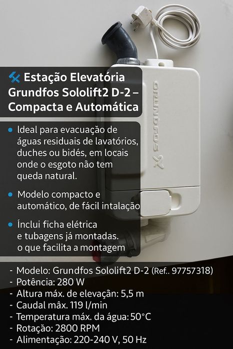 Estação Elevatória Grundfos Sololift2 D-2 – Compacta e Automática