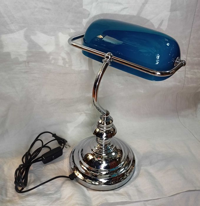 Candeeiro Banqueiro Vidro Azul