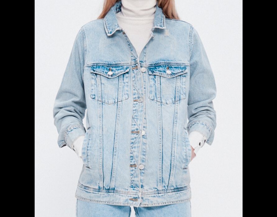 Kurtka jeansowa jeans jacket house markowa z przetarciami oversize