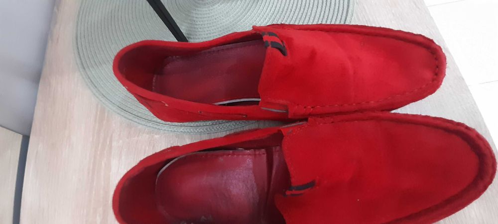 Buty męskie mokasyny czerwone 41
