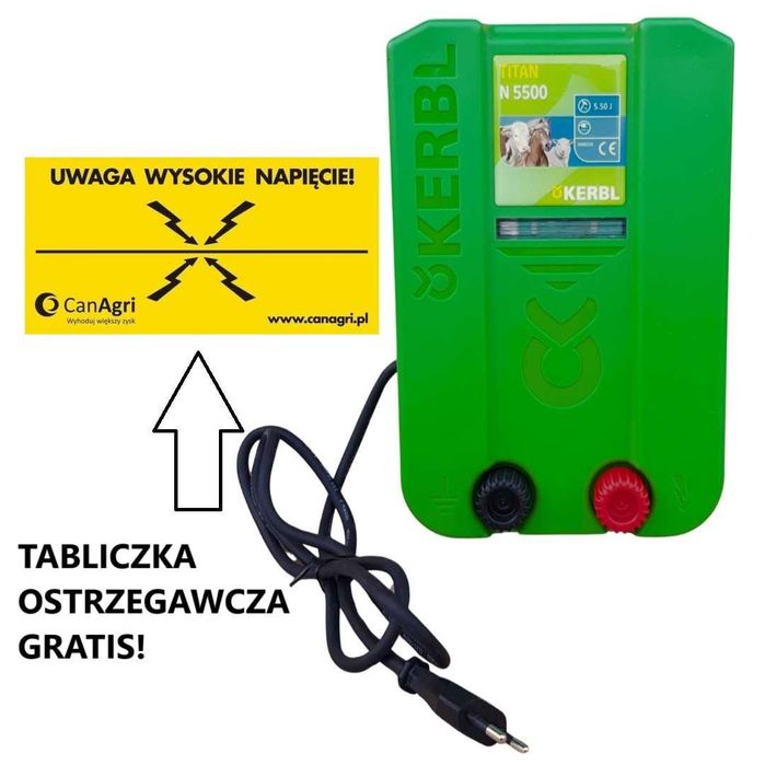 Elektryzator KERBL TITAN N5500 5,5J sieć Pastuch GRATIS TABLICZKA