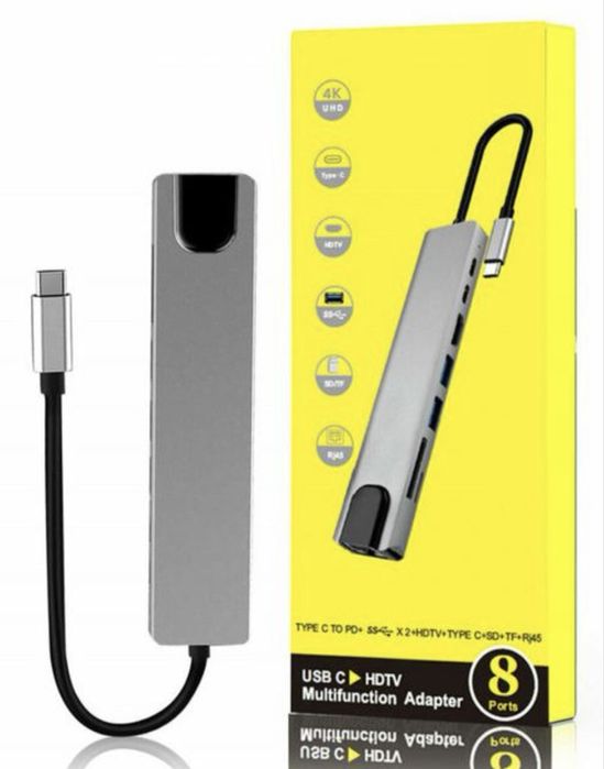 Концентратор Dellta 8-в-1 Туре С USB HUB to HDMI 4K