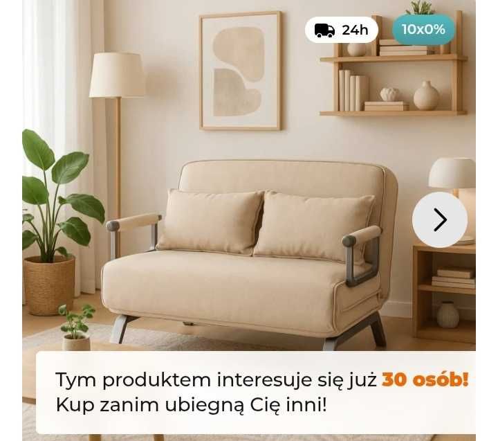 Nowy fotel 2 osobowy z funkcją spania