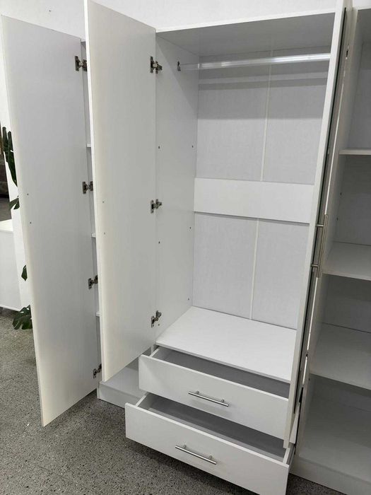 Roupeiro de 4 portas com espelho e gavetas - Envio  grátis