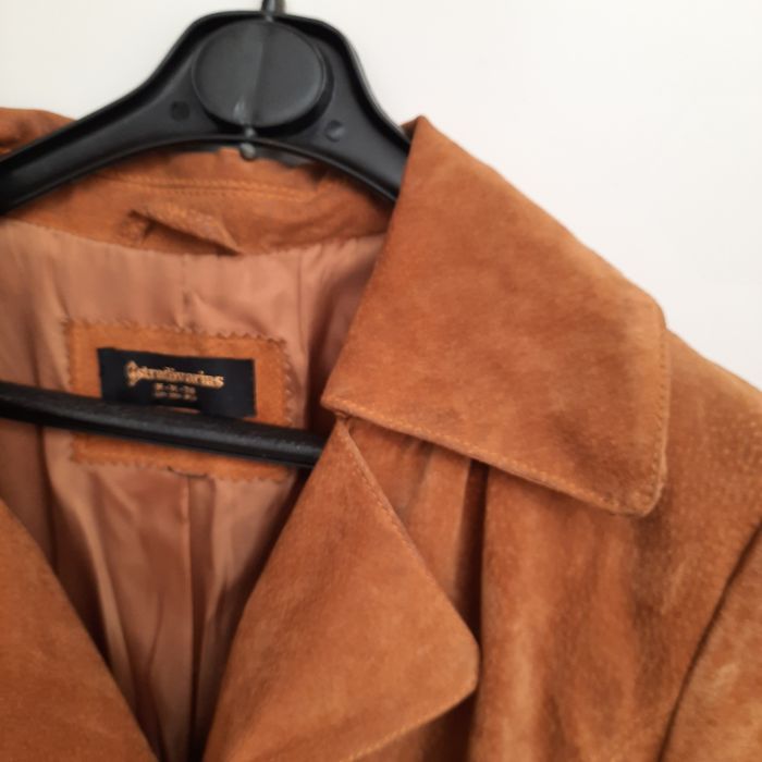 Casaco comprido  camel em pele