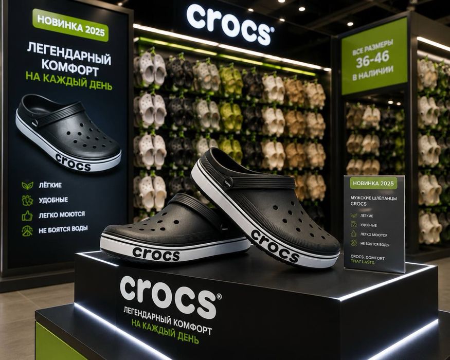 Черные обычные кроксы для мужчин и подростков / Crocs comfort / идеальные к воде и песку / мягкие кроксы / мужские пенные сабо