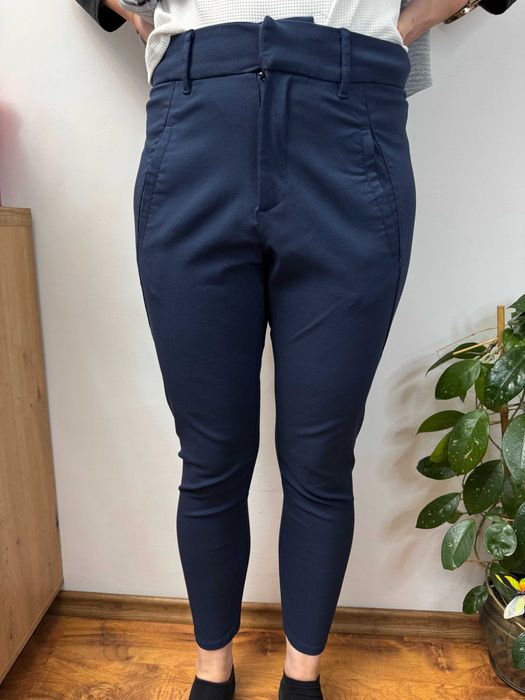 Spodnie wiskozowe chinosy eleganckie chinos granatowe Kappahl 36 S