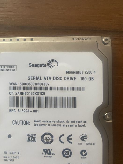 Продам жосткий диск на ноутбук! На 500 GB  и 160GB