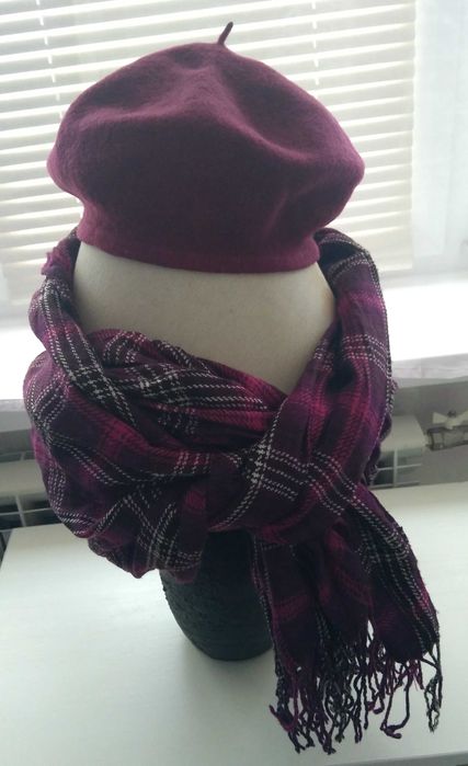 Женский берет Flora Super шерсть валяние 100% цвет марсала