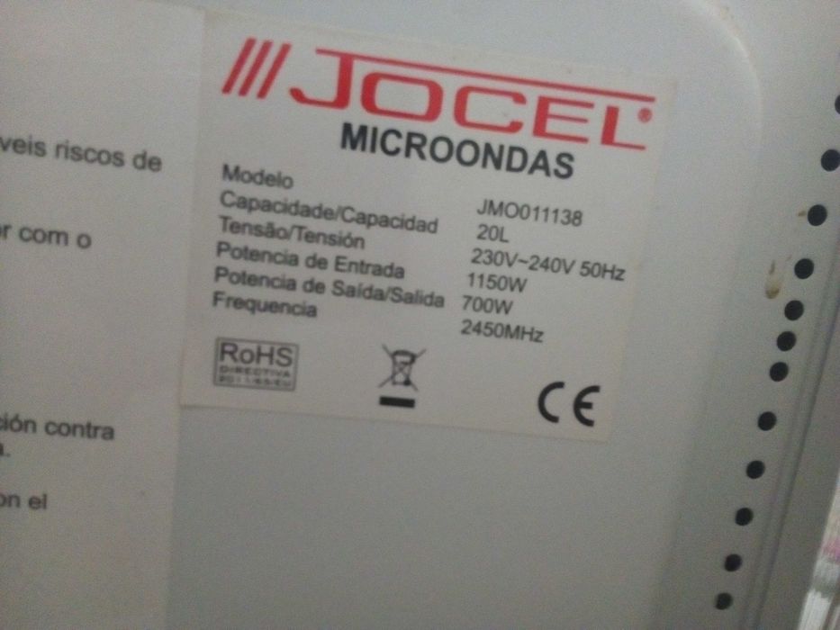 Microondas Jocel não aquece - para peças completo