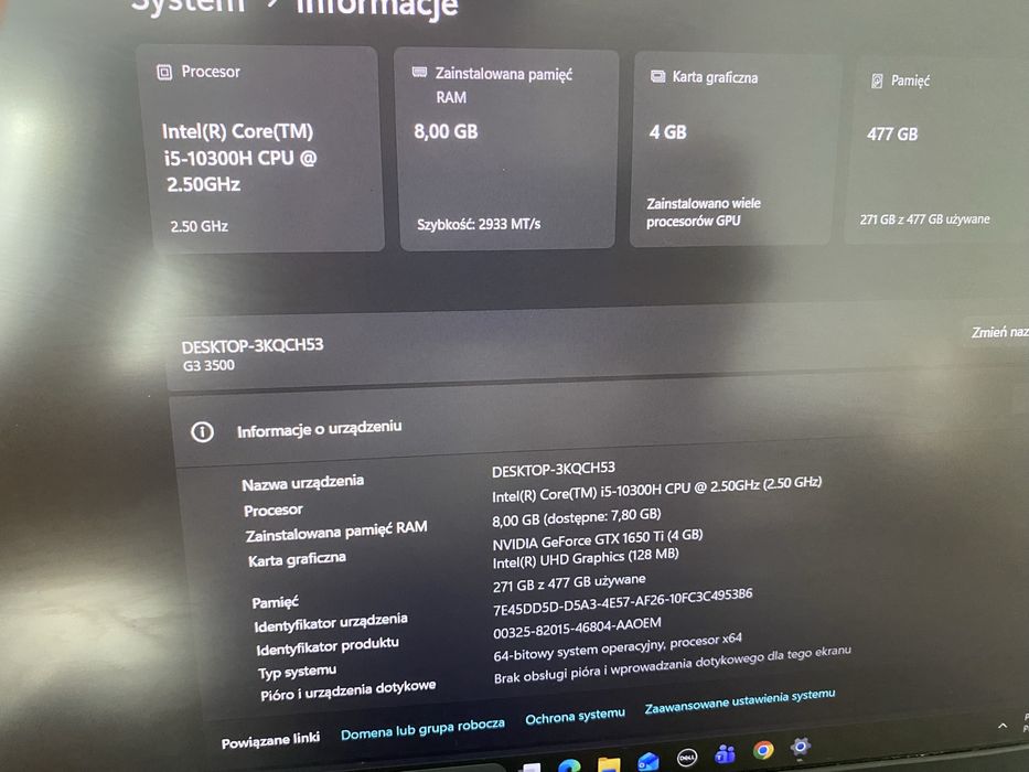 lapotop gamingowy Dell G3 3500