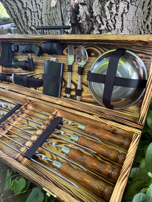 Шампура 3 мм в кейсе на подарок командиру мужчине начальнику