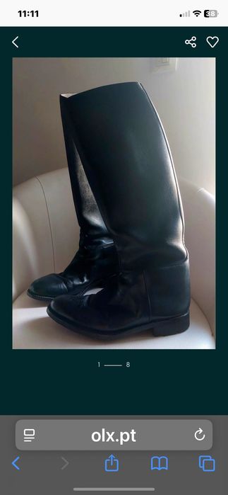 Botas de montar em pele