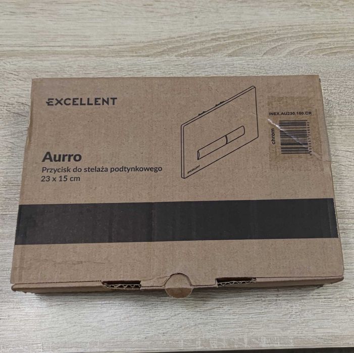 Srebrny / chromowany  przycisk Aurro do WC nowy, firmy Excellent