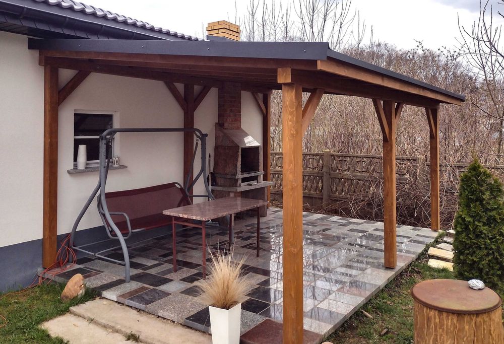 Zadaszenie tarasu, pergola tarasowa, altana, wiata, blacha/poliwęglan