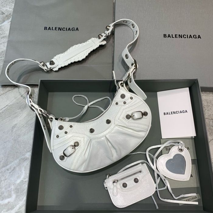 Невелика біла сумка BALENCIAGA le cagole  CITY BAG XS  шкіра