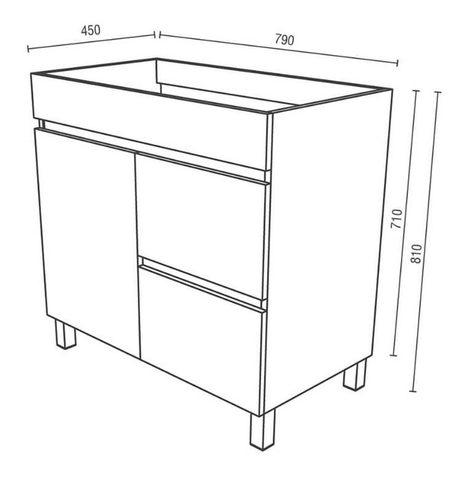 Móvel de casa de banho chão 1 gaveta 2 portas 80x81x45 cm branco